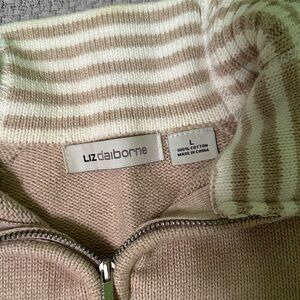 Liz Claiborne Women's Striped Tan and Cream Turtleneck Sweater